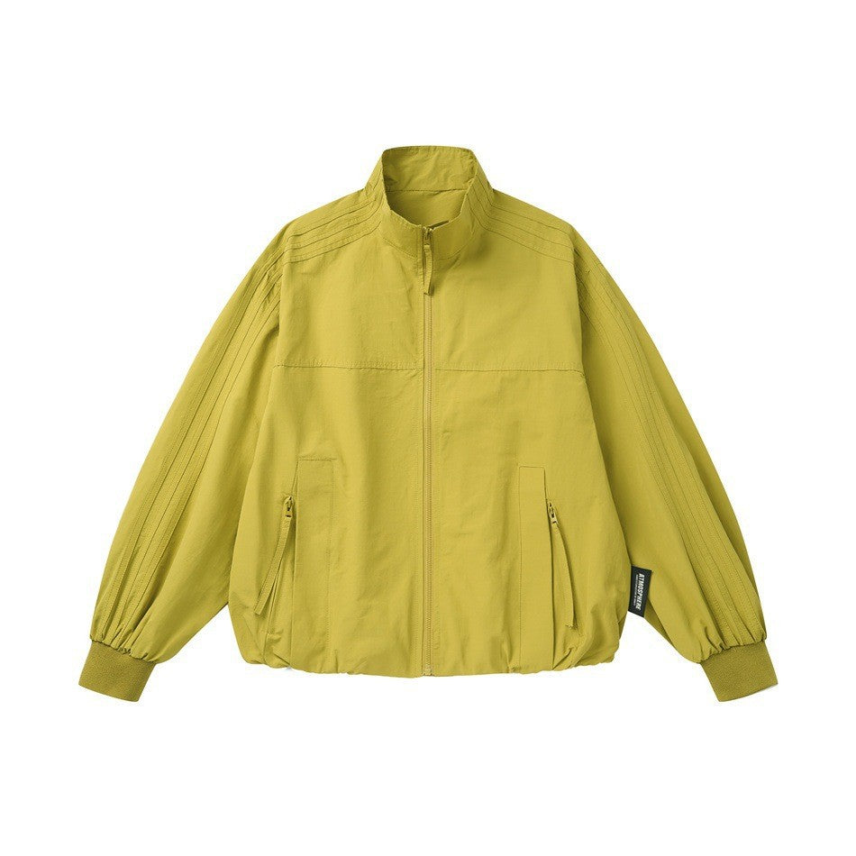 Stand Collar Utility Jacket Men College Wind Loose Vintage Casual Outerwear