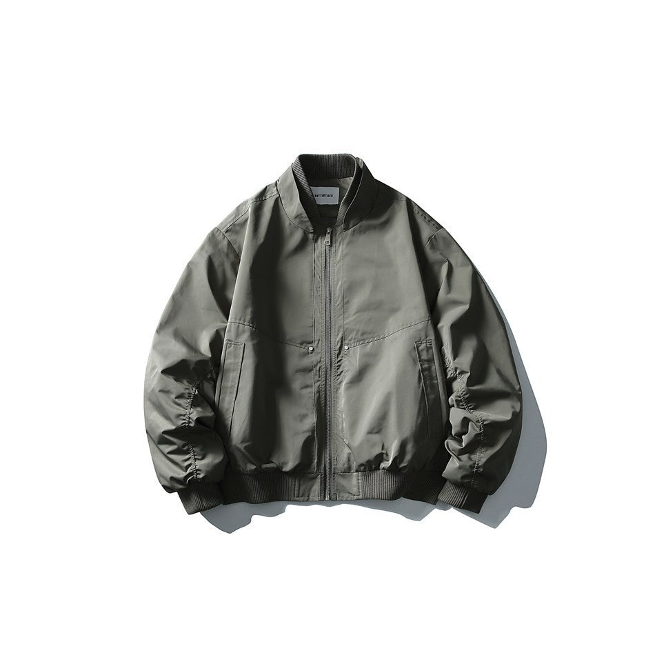 Deconstructed Patchwork Stand Collar Workwear Jacket Men Loose Casual Outerwear