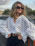 Early-Autumn Loose Casual Polka-Dot Shirt With Front Buttons For A Stylish Look