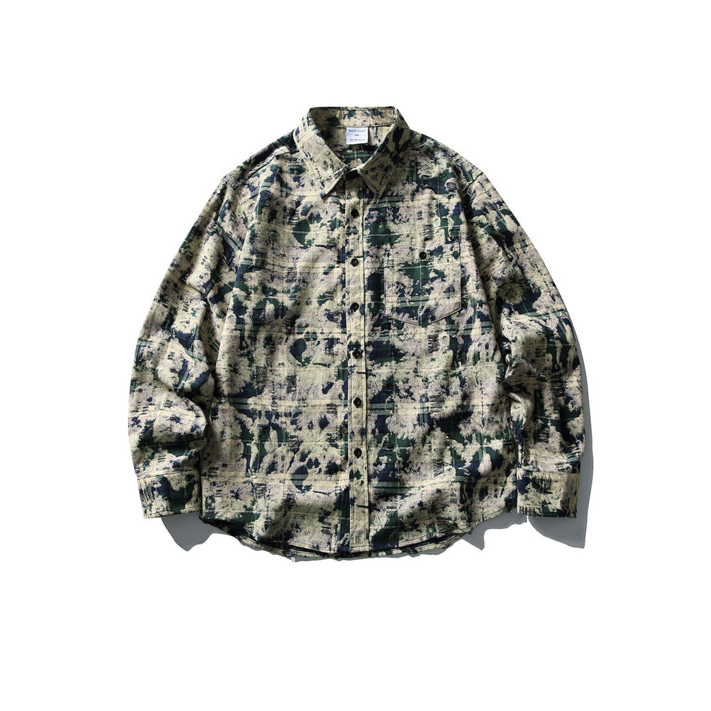 Camouflage Tie-Dye Loose Casual Long Sleeve Shirt for Men