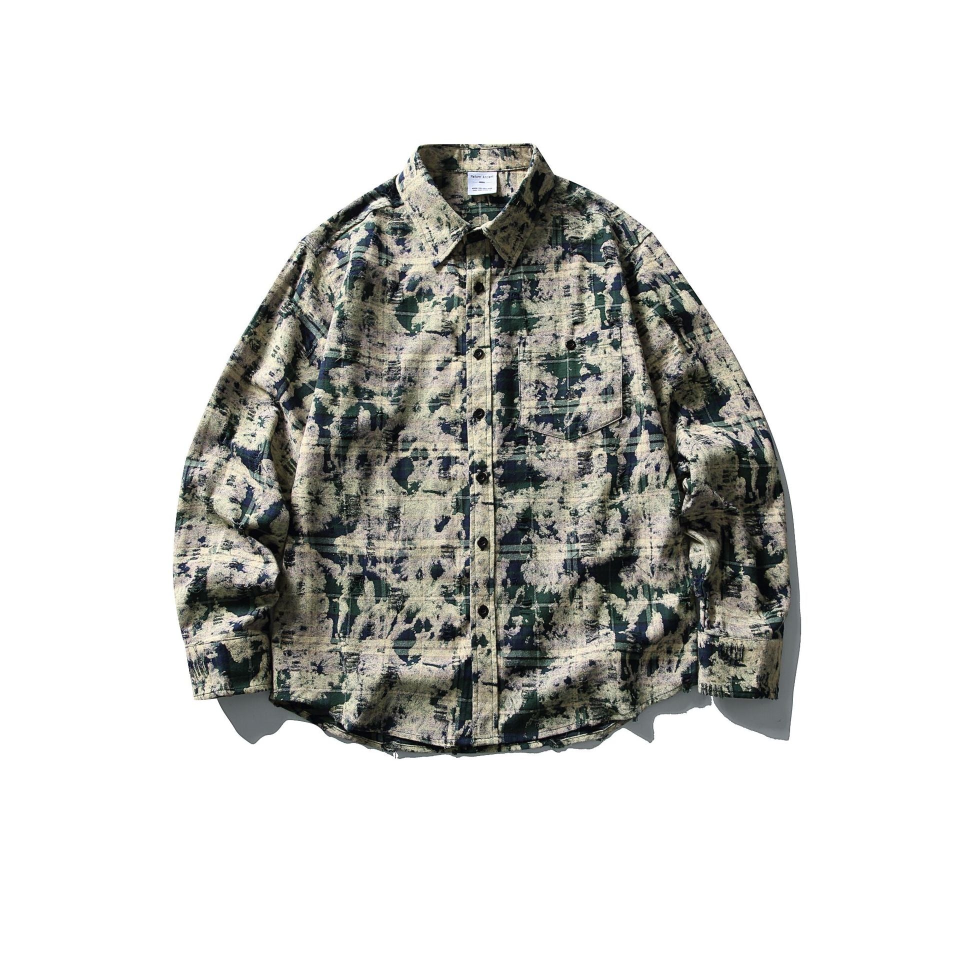 Camouflage Tie-Dye Loose Casual Long Sleeve Shirt for Men