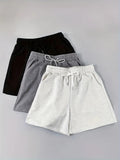 Summer Solid Color Casual Pocket Shorts with Drawstring Elastic Waistband