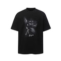 Embroidered printed T-shirt with loose five quarter sleeves