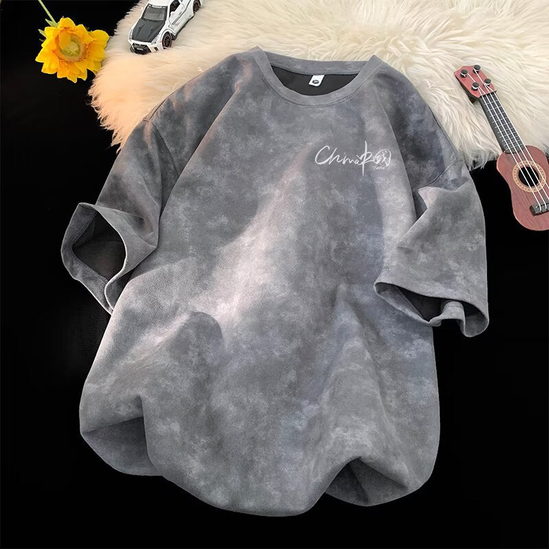 Streetwear Retro Tie-Dye Short Sleeve T-Shirt for Men