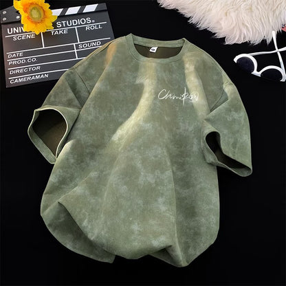 Streetwear Retro Tie-Dye Short Sleeve T-Shirt for Men