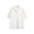 Solid Color Textured Loose Fit Short Sleeve Polo Shirt for Men and Women