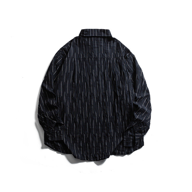 Wrinkled casual striped shirt for men and women's casual shirt