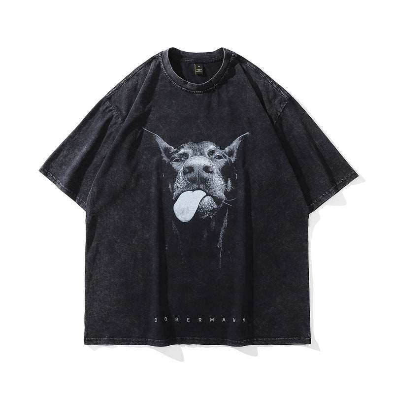 Loose Vintage Streetwear Hip-Hop T-Shirt Summer Trendy Printed Casual Men's Short Sleeve T-Shirt