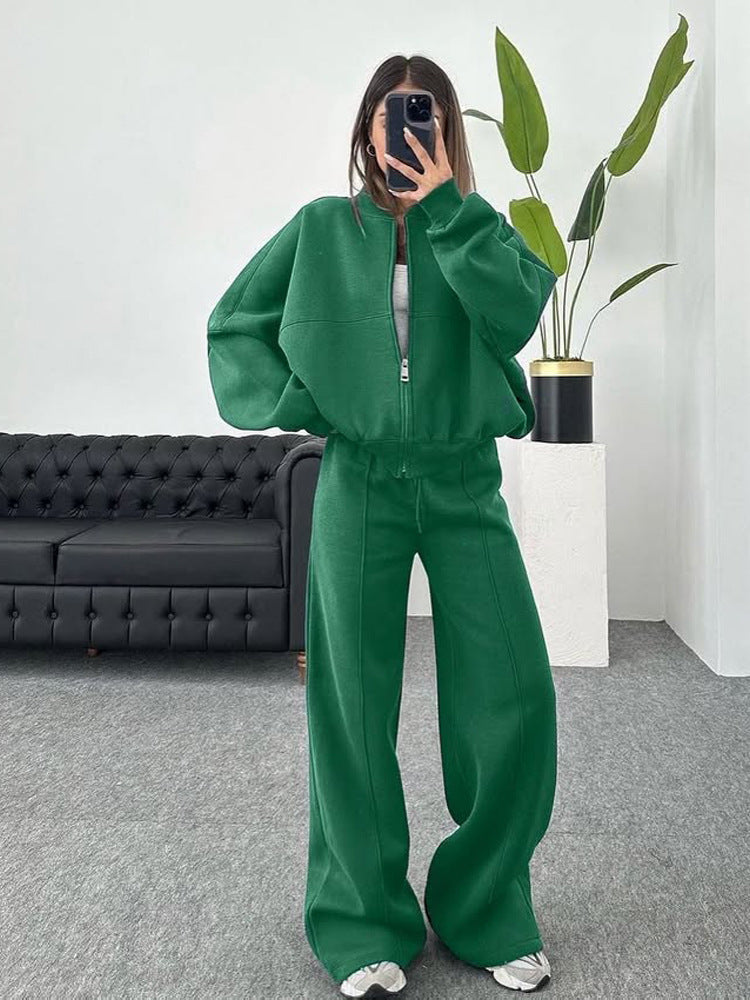 Casual Two-Piece Set Women's Autumn/Winter Cardigan Sporty Streetwear Long Sleeve Jacket and Pants Outfit