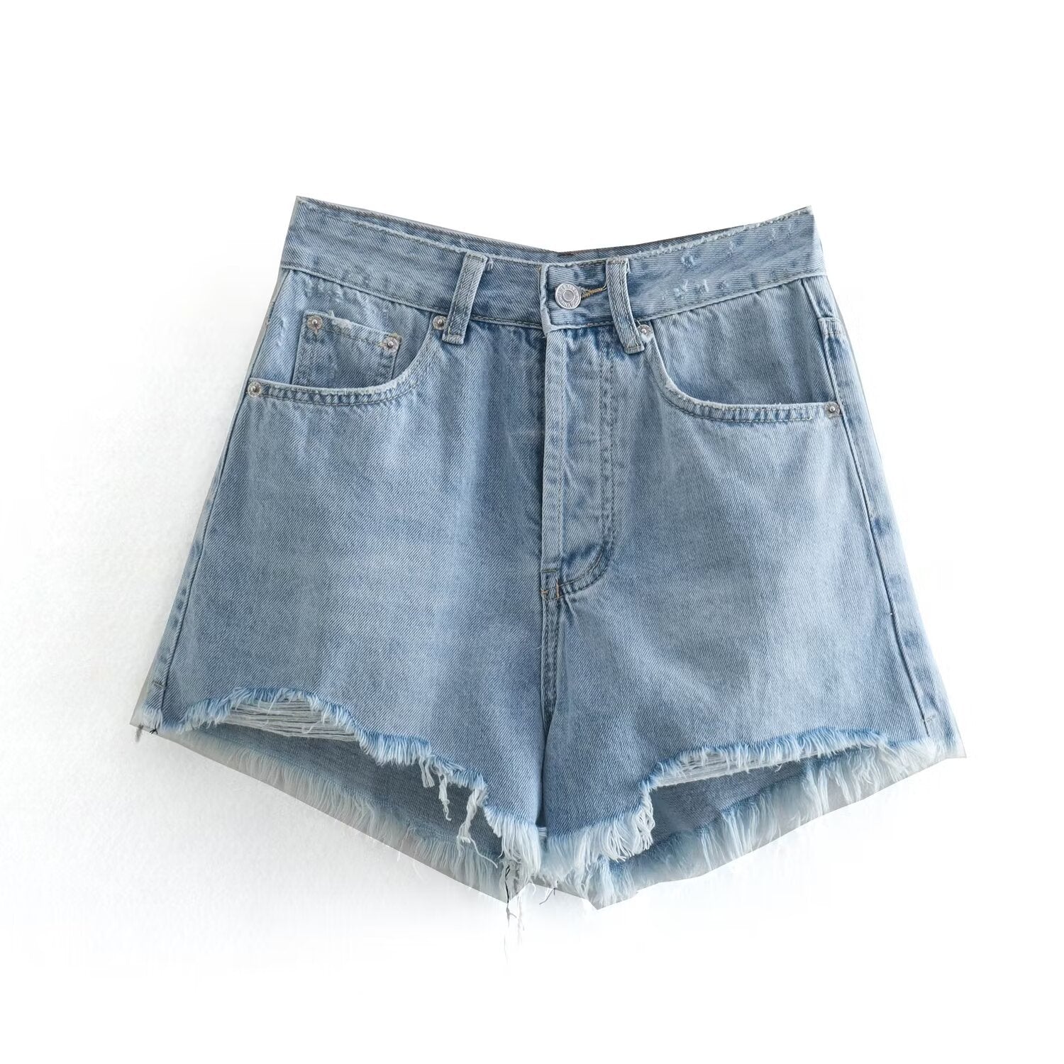 Casual versatile multi-color high waisted ripped shorts