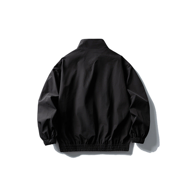 Trend Outdoor Cityboy Casual Simple Embroidered Stand Collar Jacket Men