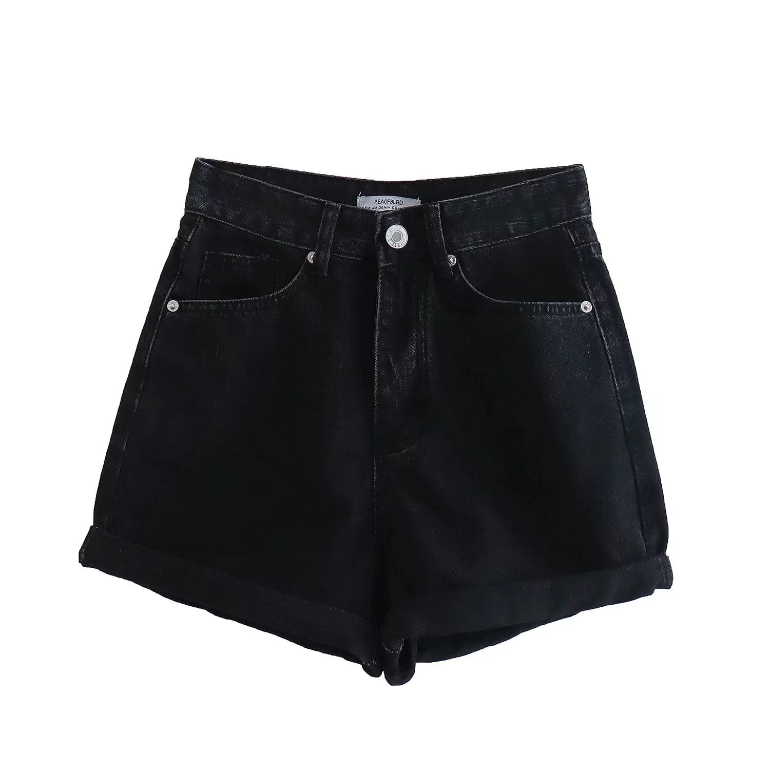 Straight tube loose rolled edge casual wide leg shorts