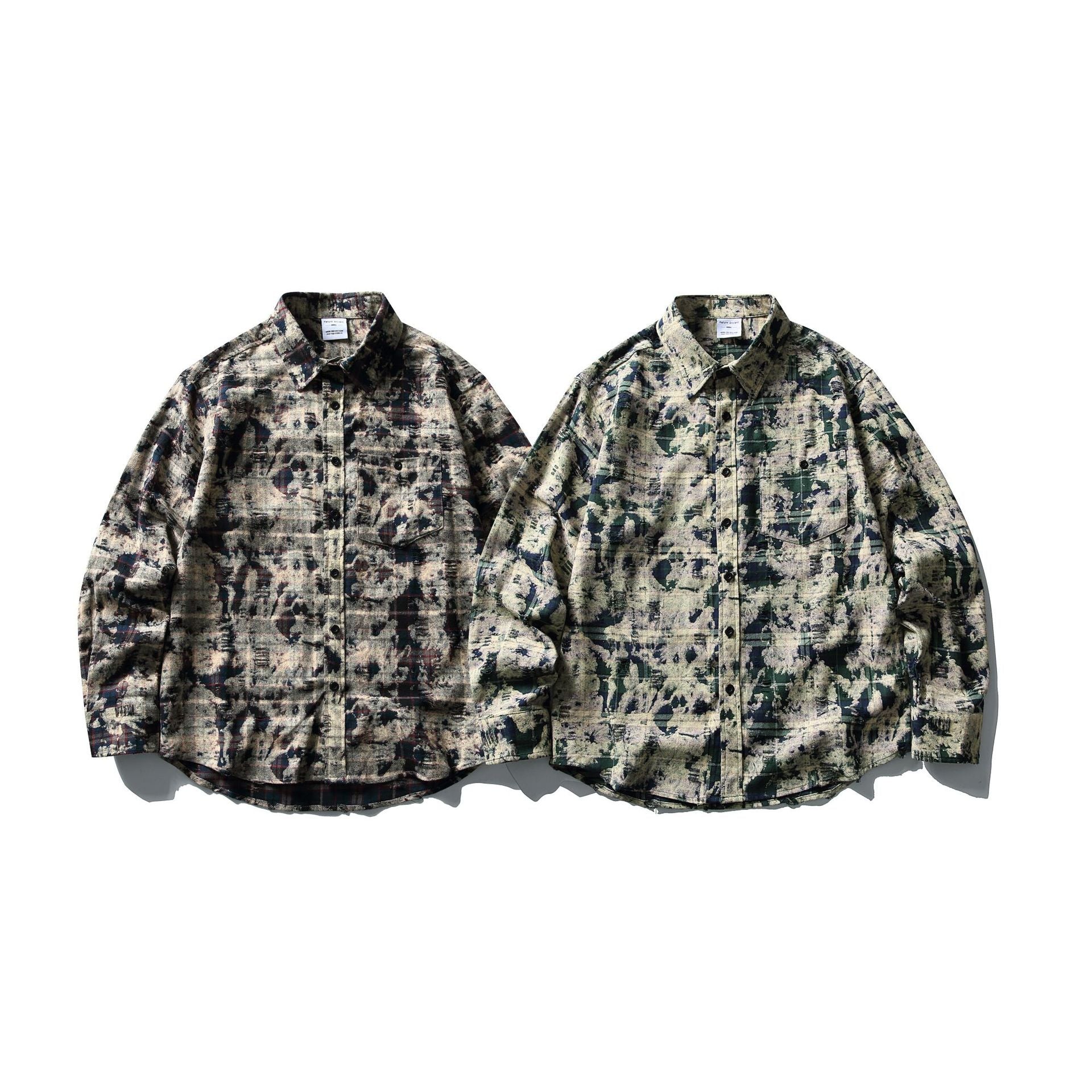 Camouflage Tie-Dye Loose Casual Long Sleeve Shirt for Men