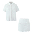 Womens White Short-Sleeve Shirt Lace Skirt Set For Women