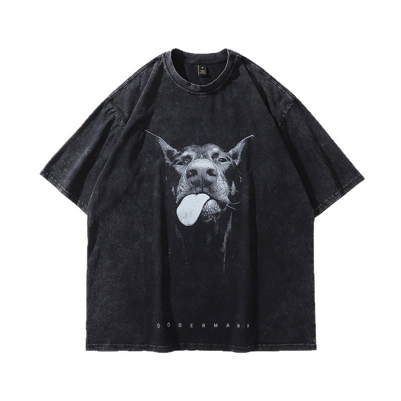 Loose Vintage Streetwear Hip-Hop T-Shirt Summer Trendy Printed Casual Men's Short Sleeve T-Shirt