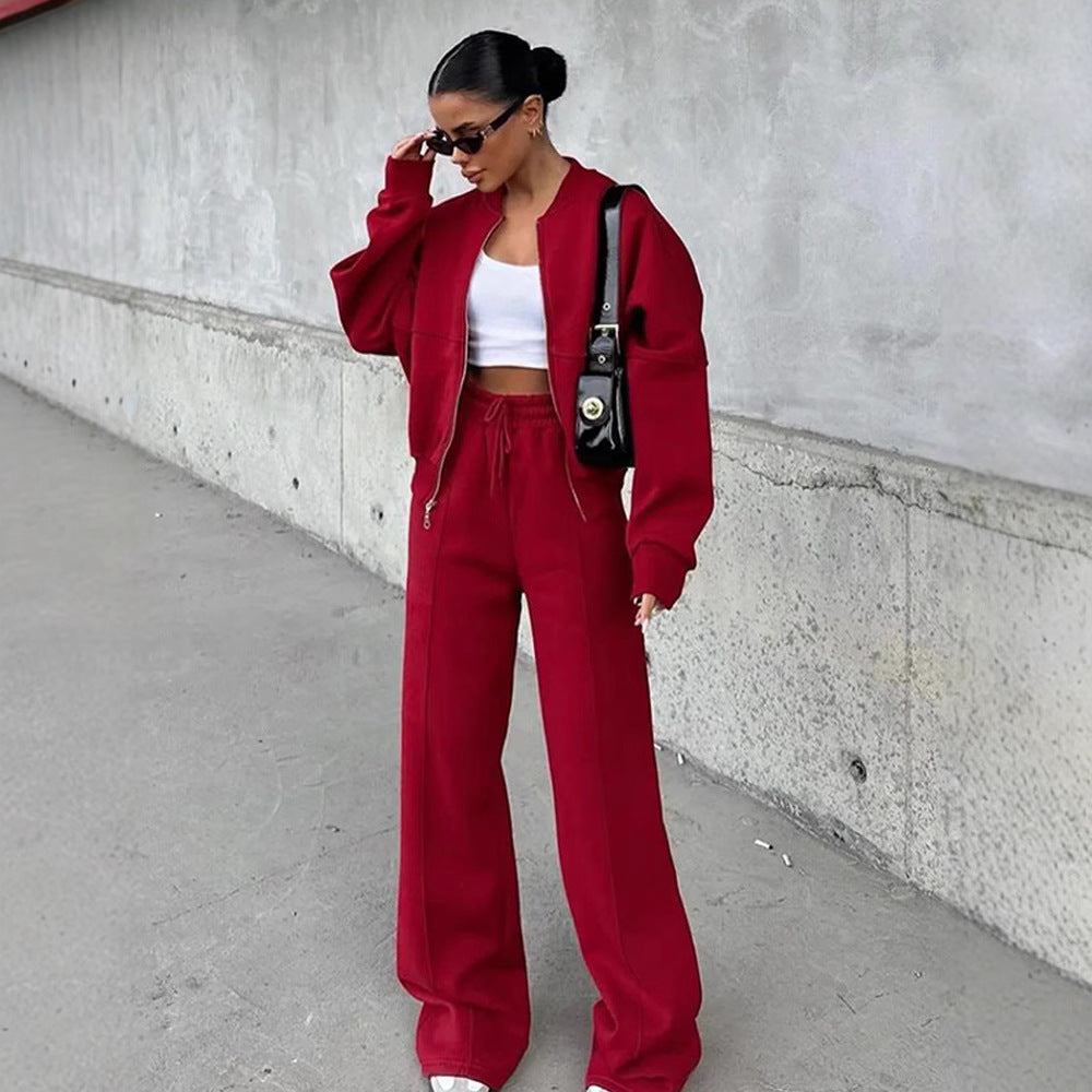 Casual Two-Piece Set Women's Autumn/Winter Cardigan Sporty Streetwear Long Sleeve Jacket and Pants Outfit
