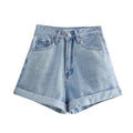 Straight tube loose rolled edge casual wide leg shorts