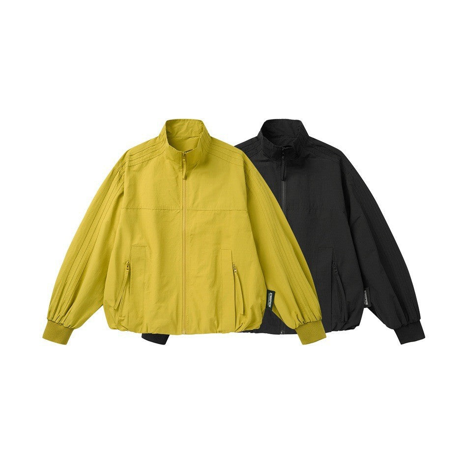 Stand Collar Utility Jacket Men College Wind Loose Vintage Casual Outerwear