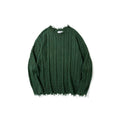 Solid Color Jacquard Cable Knitwear Men's High Street Lazy Style Loose Round Neck Sweater Streetwear Crewneck Pullover