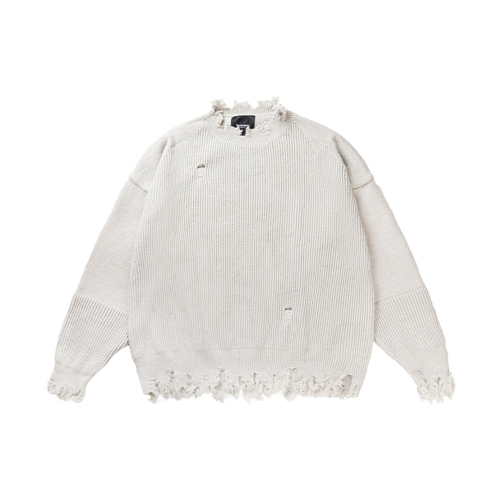 Perforated round neck knitted sweater for men and women