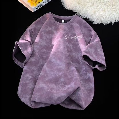 Streetwear Retro Tie-Dye Short Sleeve T-Shirt for Men
