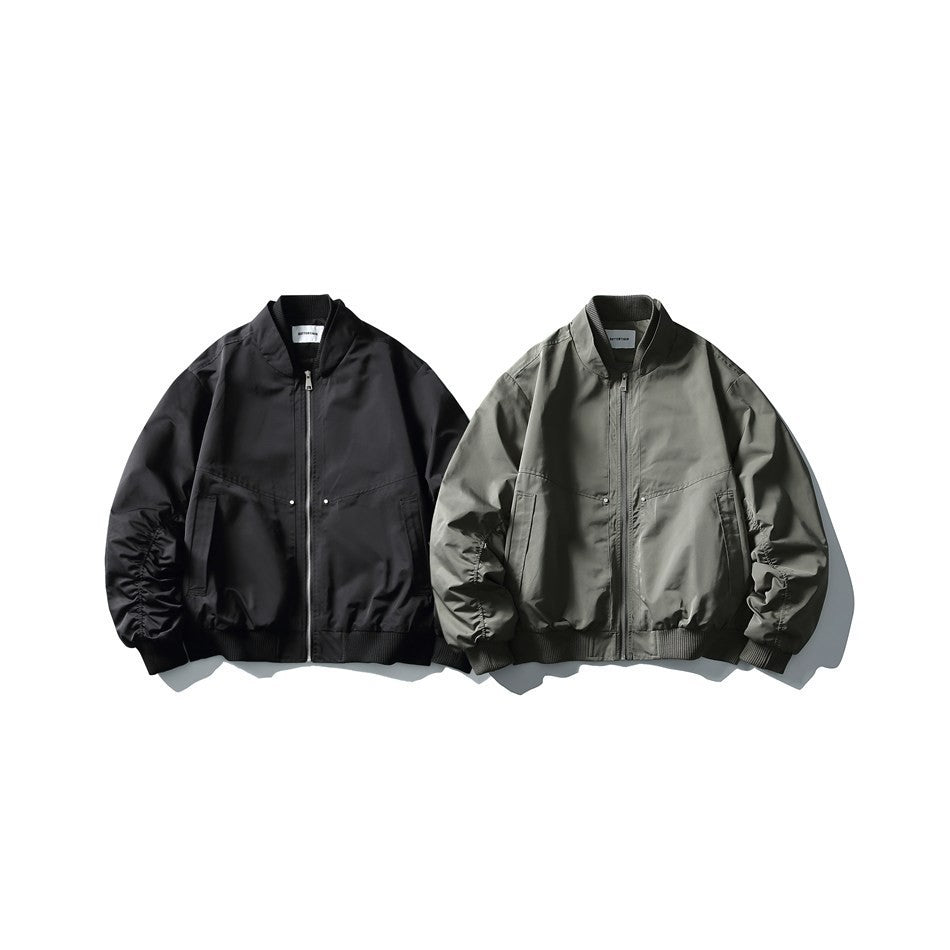 Deconstructed Patchwork Stand Collar Workwear Jacket Men Loose Casual Outerwear