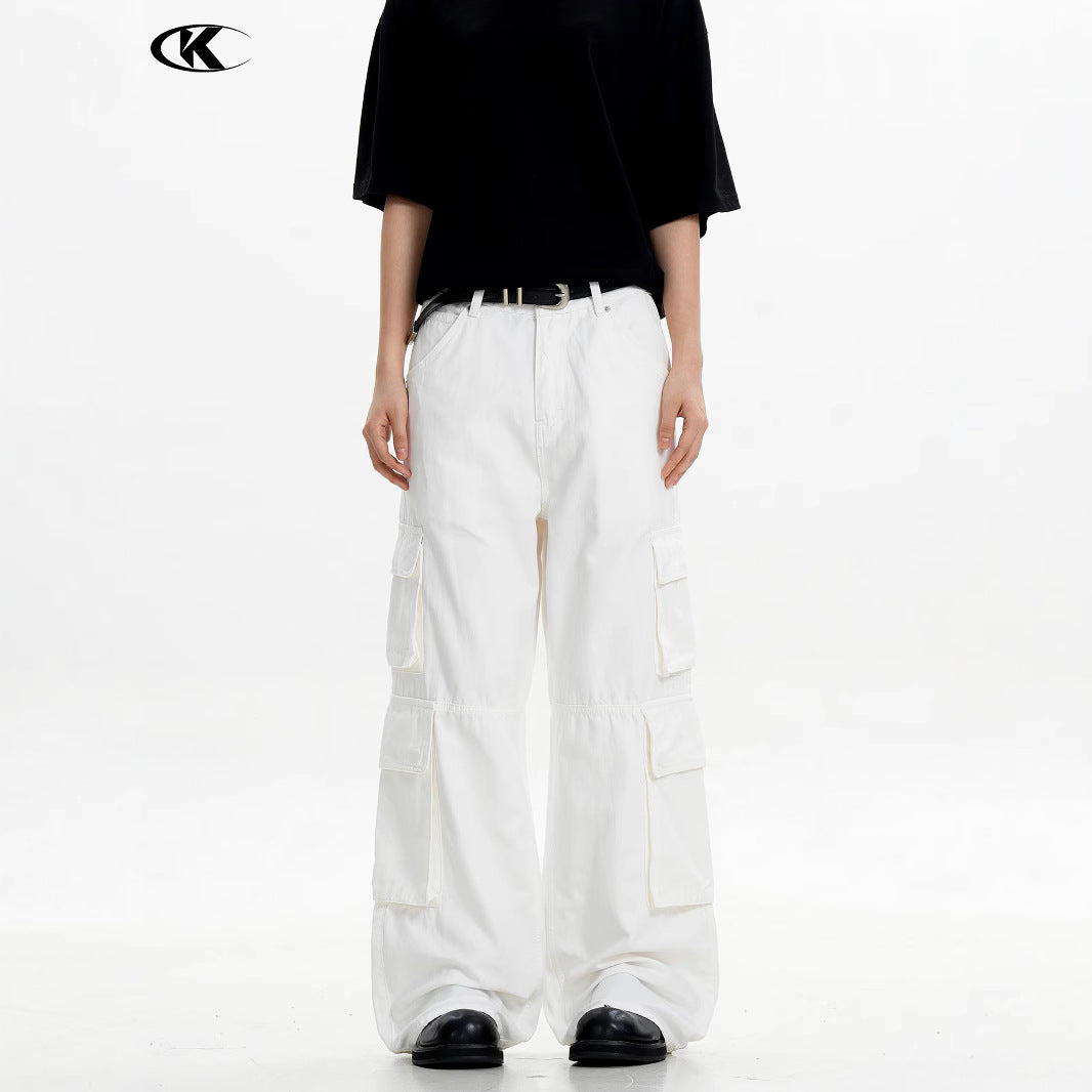Work Pants for Men and Women Pure Cotton Vintage Straight Leg Casual Wide-Leg Long Pants