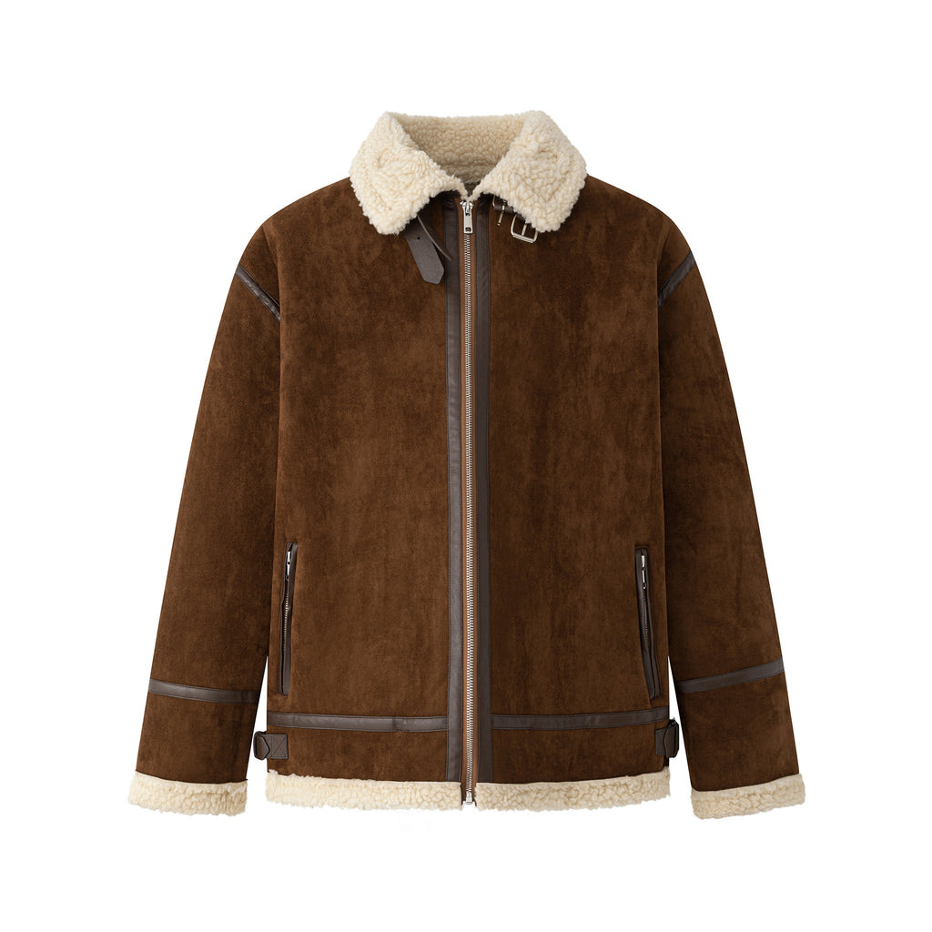 Casual Fleece Lined Cotton Coat for Men Loose Fit Warm Winter Jacket with Turn-Down Collar Velvet-like Fabric