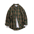 American College Style Vintage Long Sleeve Checkered Shirt for Men and Women, Spring Summer Casual Loose Cotton Shirt