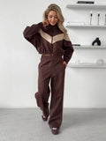 European And American-style Casual Women's Color-block Set