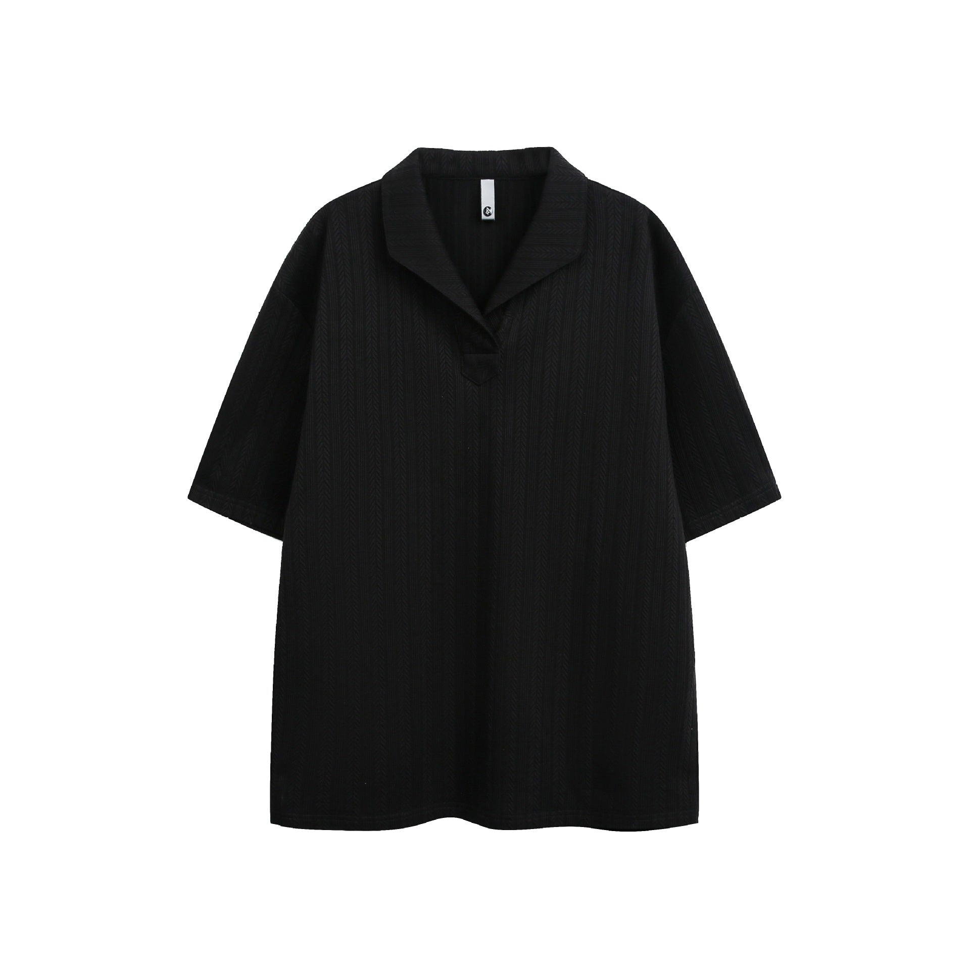 Solid Color Textured Loose Fit Short Sleeve Polo Shirt for Men and Women