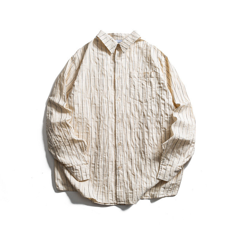 Wrinkled casual striped shirt for men and women's casual shirt