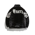 Stand Collar Faux Rabbit Hair Coat Men Winter  Loose Quilted Thickened Cotton Jacket