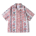 Cuban Collar Hawaiian Pattern Floral Beach Vacation Short Sleeve Shirt