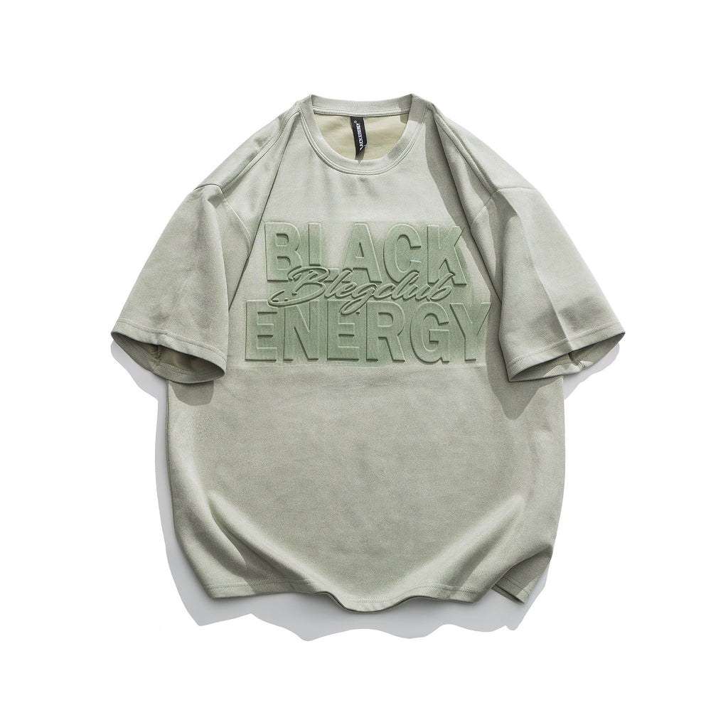 Steel printed letter suede short sleeved T-shirt for men and women