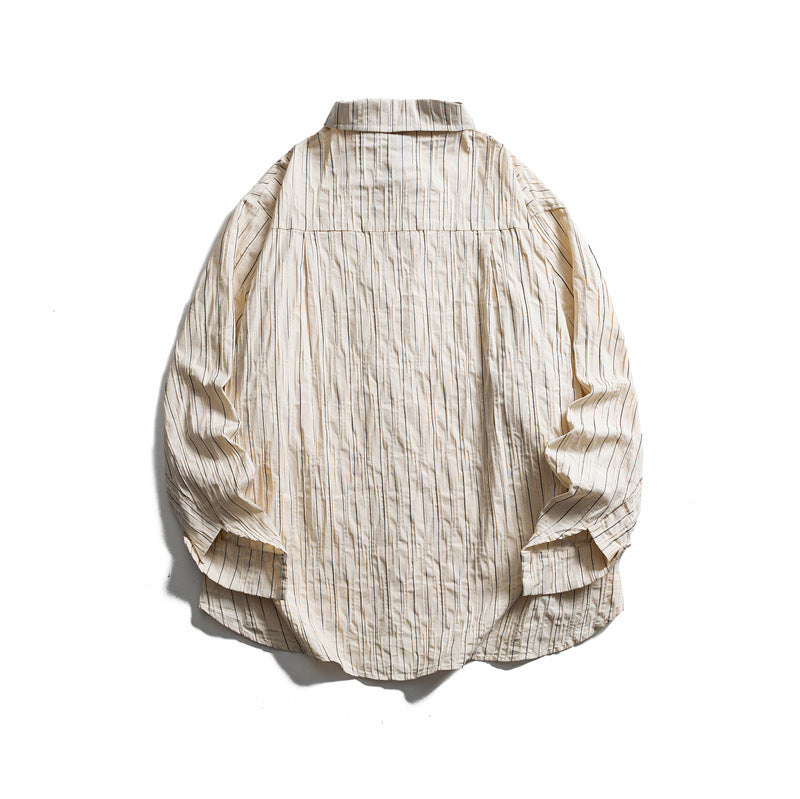 Wrinkled casual striped shirt for men and women's casual shirt