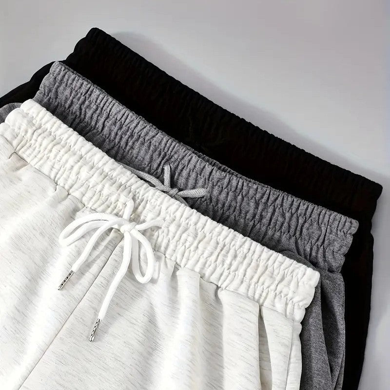 Summer Solid Color Casual Pocket Shorts with Drawstring Elastic Waistband