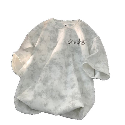 Streetwear Retro Tie-Dye Short Sleeve T-Shirt for Men