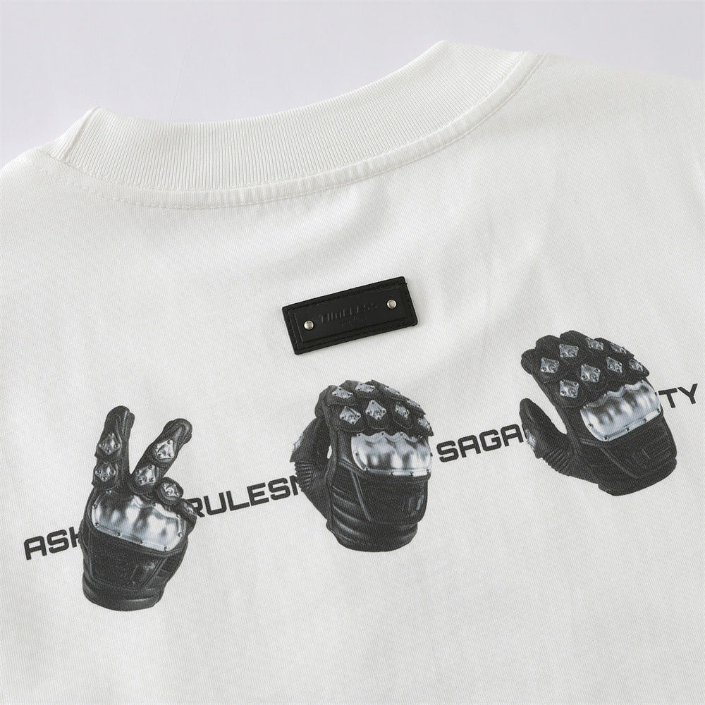 Gesture printed short sleeved t-shirt