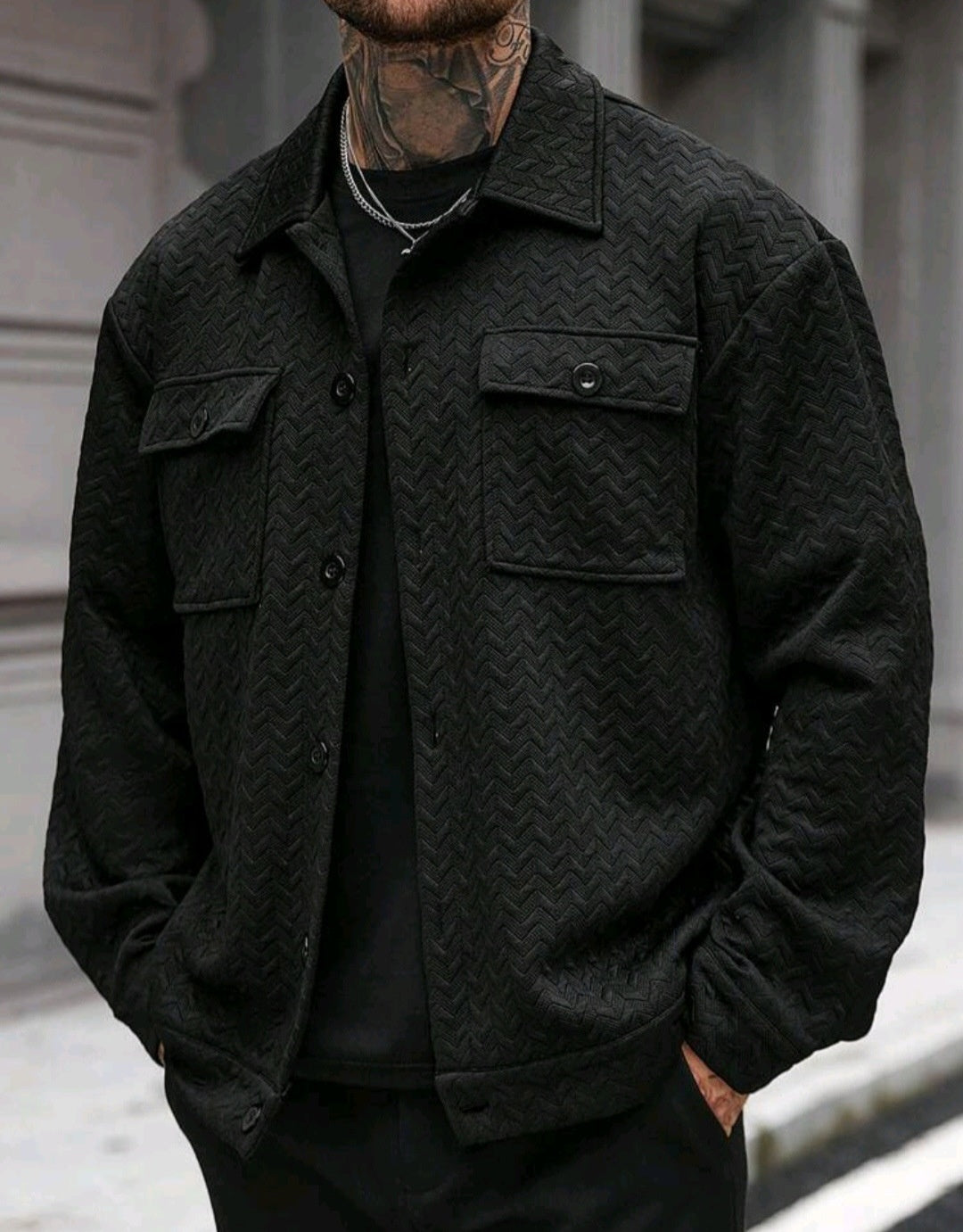 Men's Casual Jacquard Large-pocket Jacket