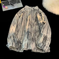 Spray ink tie dye long sleeved shirt for men in spring