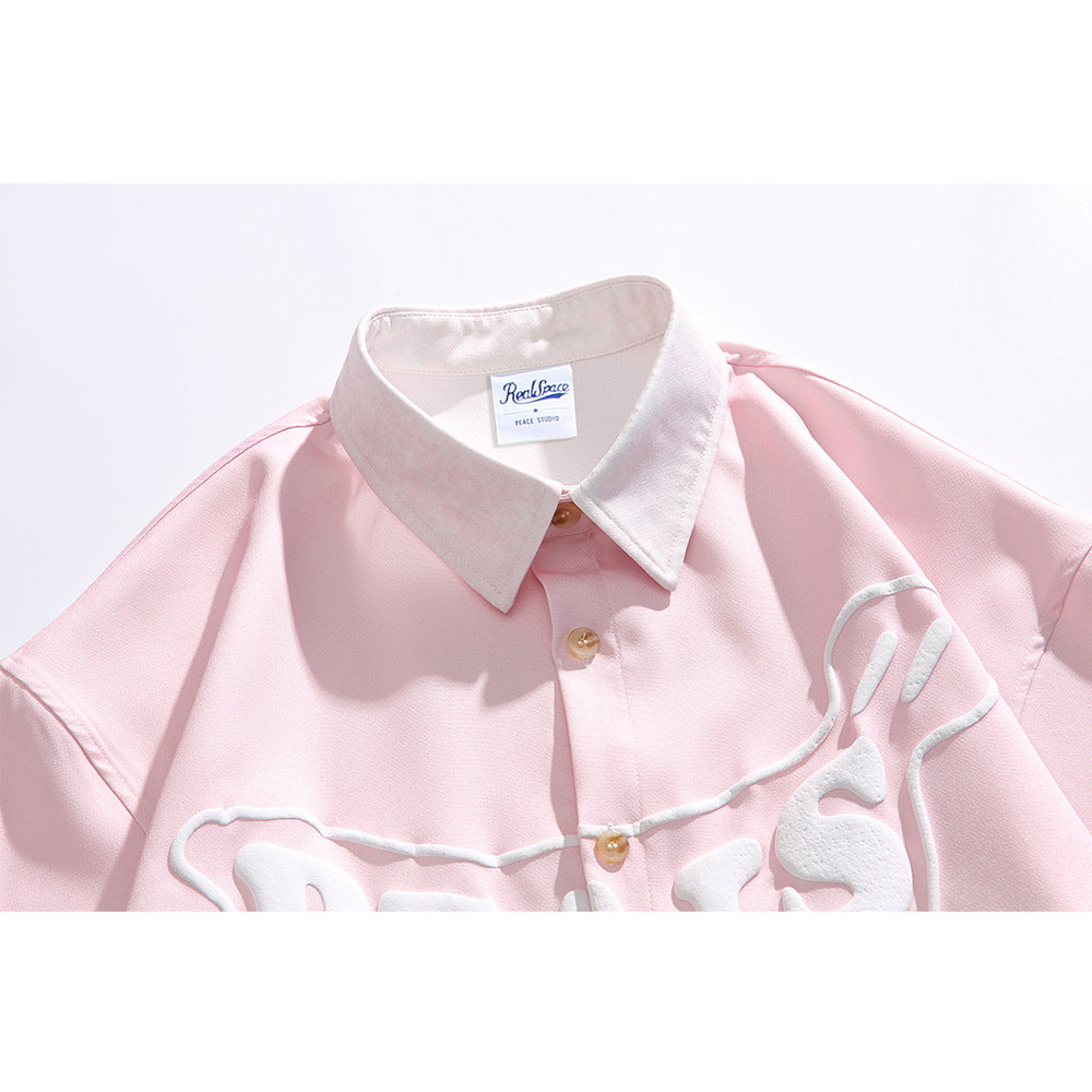 Letter gradient short sleeved shirt for men and women