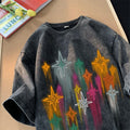 Drop Shipping Graffiti Star Short Sleeve T-Shirt for Men and WomenMillennium StyleCasual Couple Tee Trendy Brand