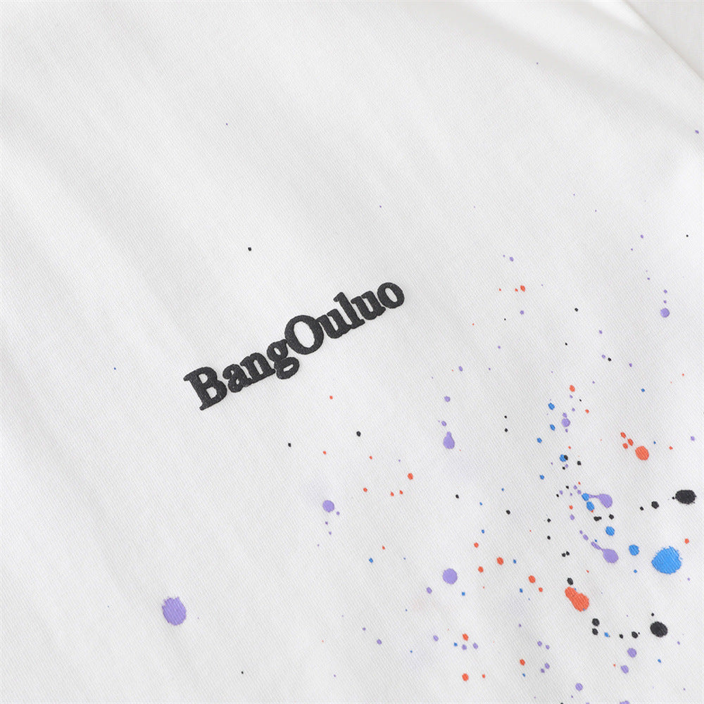 Paint splatter ink splatter pure cotton short sleeved shirt