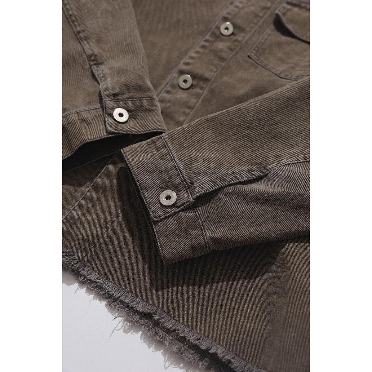 Washed Hem Loose Casual Long Sleeve Shirt Pure Cotton Workwear Jacket Men