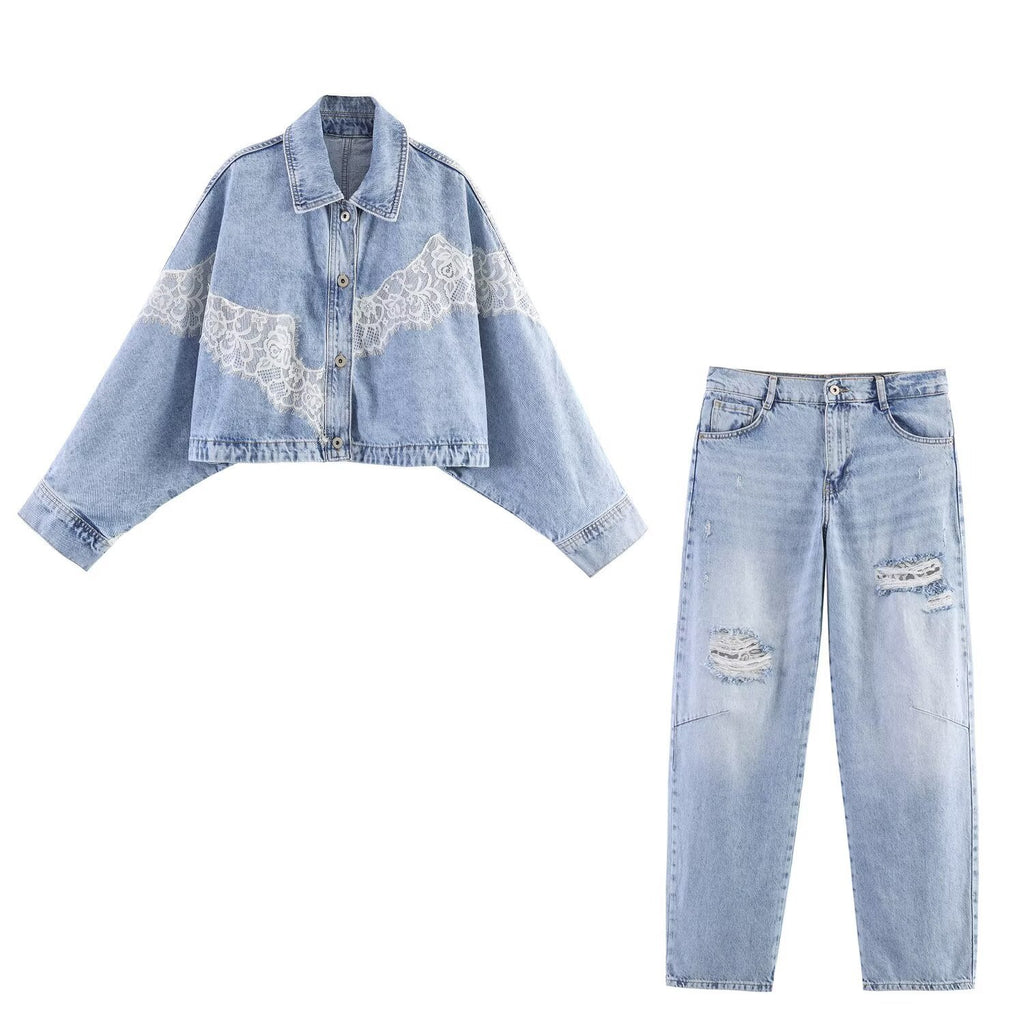 Lace Short Denim Jacket Outerwear Style