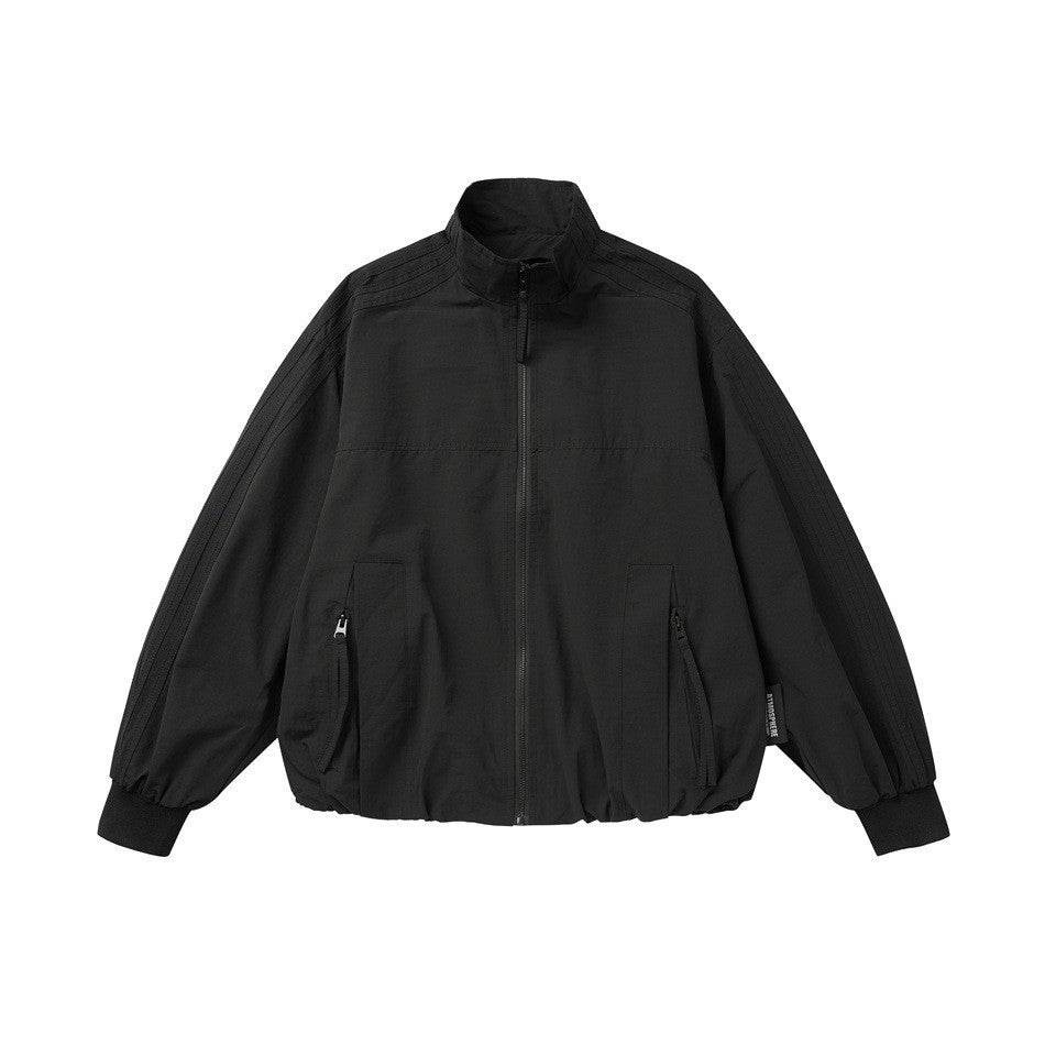 Stand Collar Utility Jacket Men College Wind Loose Vintage Casual Outerwear