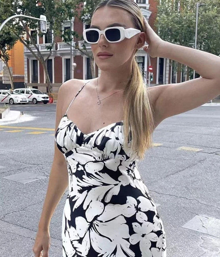 Tropical Style Printed Long Dress Woman Slip Beach Dress Sexy Summer Long Dresses For Women Sleeveless Long Dresses
