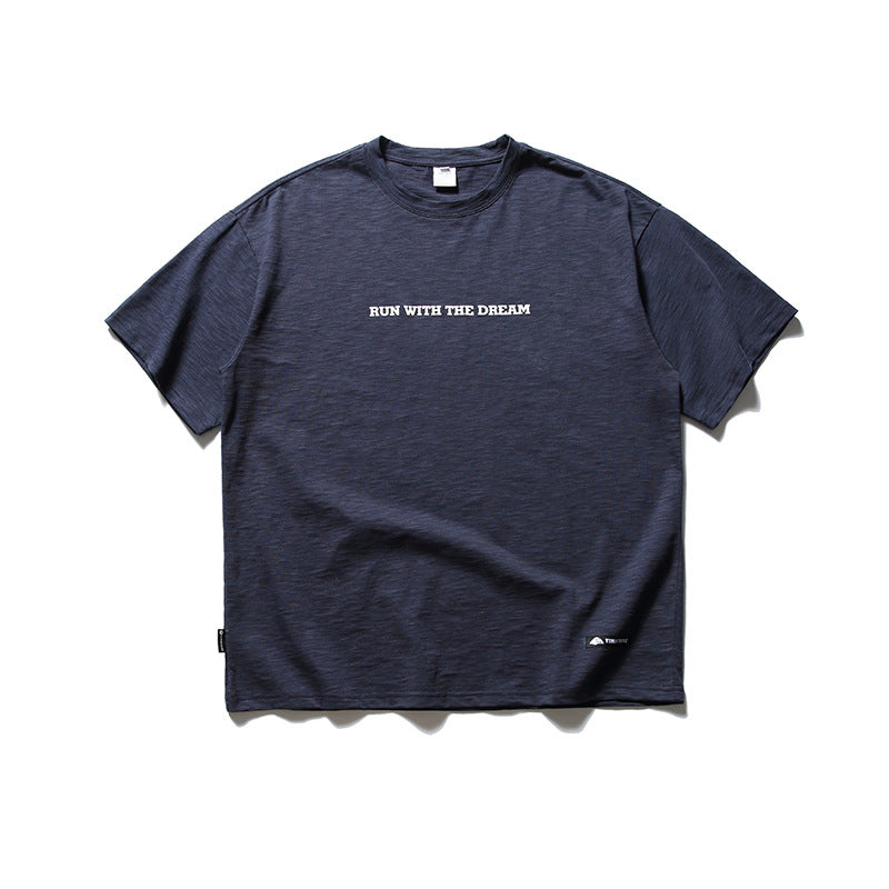 Bamboo cotton letter thick plate printed short sleeved men