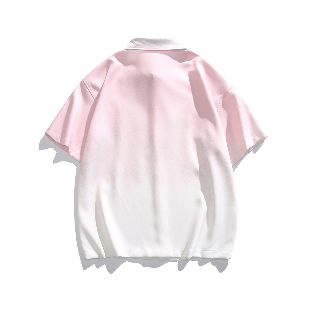 Letter gradient short sleeved shirt for men and women